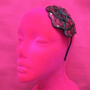 new pink sequin floral rose headband fascinator
